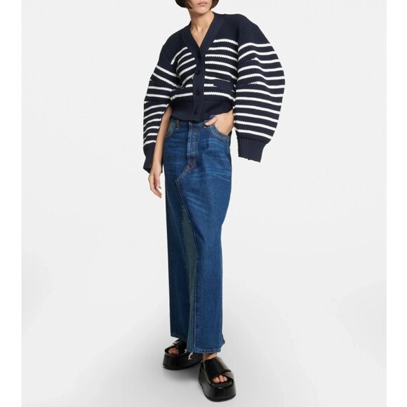 Sacai Horizontal Stripe Knit Cardigan in Navy, size Small - Picture 10 of 13